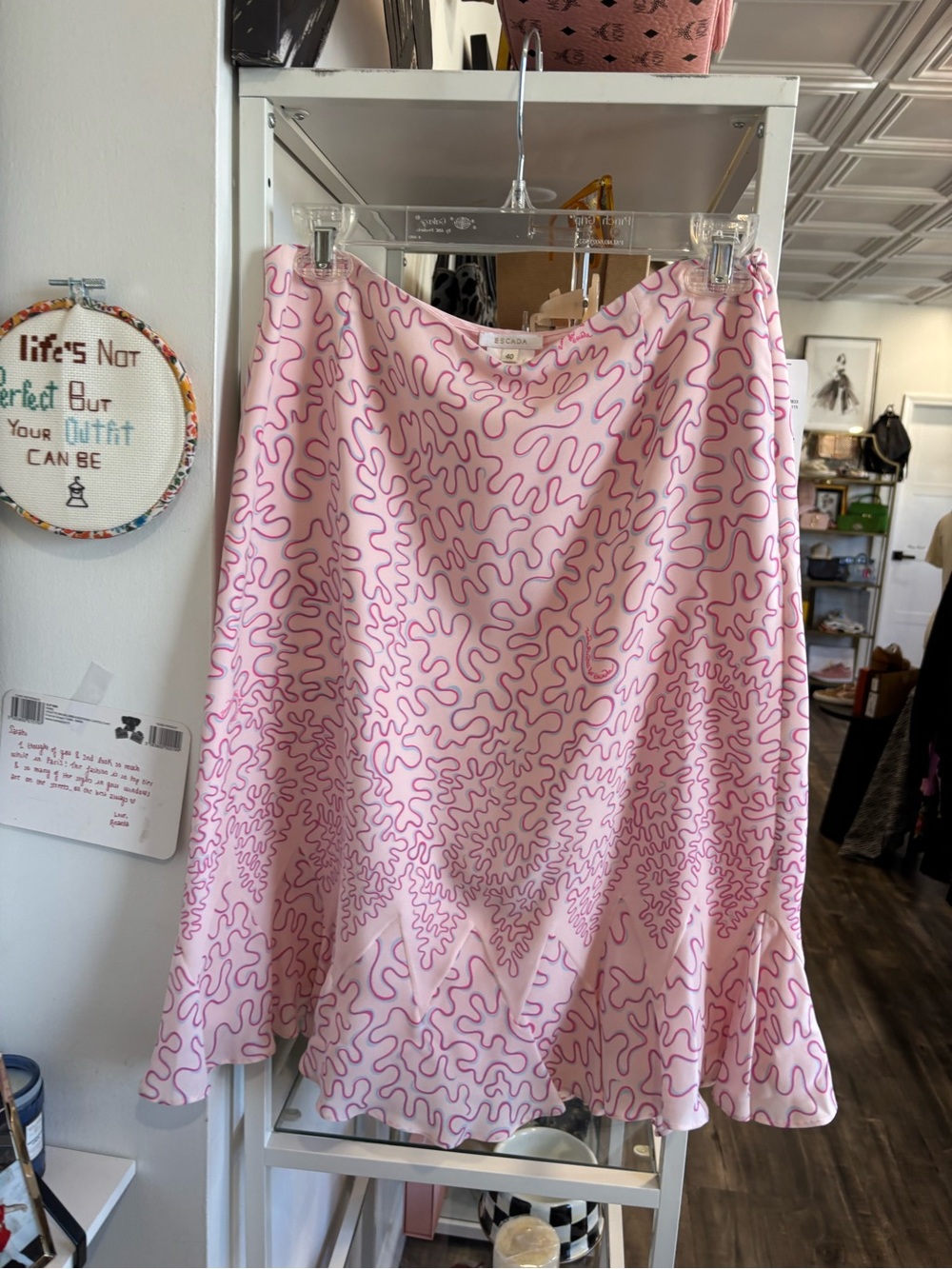Escada vintage pure silk Pink Printed A-Line Skirt NWT